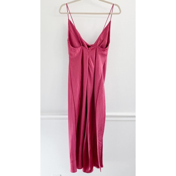 Lioness Princess Polly Magenta Walk The Line Satin Midi Dress - Picture 10 of 10